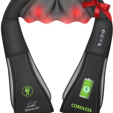 Snailax Cordless Massager - Shiatsu Neck and Shoulder Massager with Heat, FSA Eligible, Portable, Lumbar, Back Electric Massage Pillow, Christmas Gift
