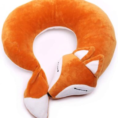 Travel Pillows Planes Fox Animal U-Shaped Neck Pillow Plush Fur Warm Cartoon Comfortable Luggage Pillow for Airplanes Car Train (A-Brown)